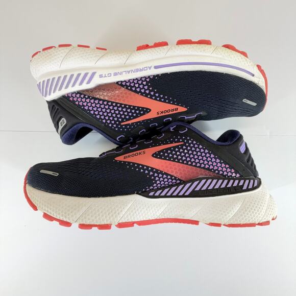 Brooks Adrenaline GTS 22 Sneaker Women 7.5 Wide DQ Blue Orange Lace Up Running - Picture 3 of 13